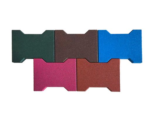 Corrida de caballos ladrillo perro forma H forma 200 * 160 * 120mm pavimentadores de goma entrelazados 20-50mm anti resbalón para el patio de recreo
