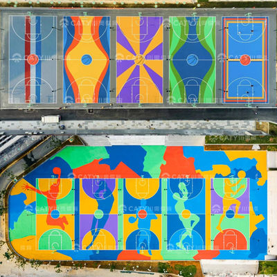 Instalación rápida Corte de baloncesto de superficie acrílica prefabricada sostenible que cubre voleibol Bádminton Tenis para instalaciones deportivas Área recreativa Área residencial Área comercial de ocio