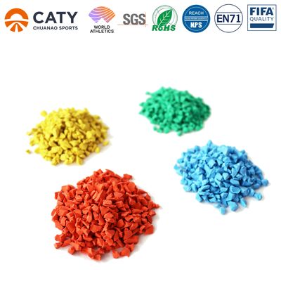 Granulados de EPDM de alta tracción para el entrenamiento físico. Superficie resistente al impacto para caminos de bienestar al aire libre.